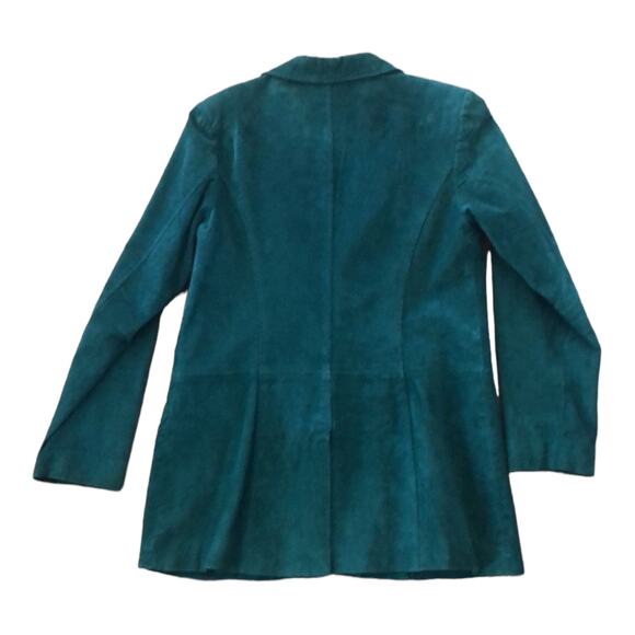 American Vintage Retro Green Suede Leather Car coat 3 Button closing size medium - Picture 6 of 13